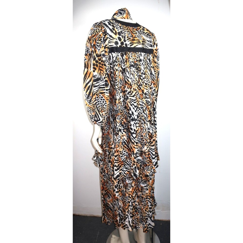 VTG Diane Freis Animal Print Cheetah Dress 3 Pc Set Blouse Skirt Georgette L/XL - Picture 9 of 16